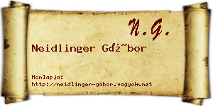 Neidlinger Gábor névjegykártya